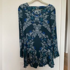 Free People Dark Green Floral Dress